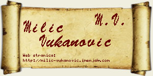 Milić Vukanović vizit kartica
